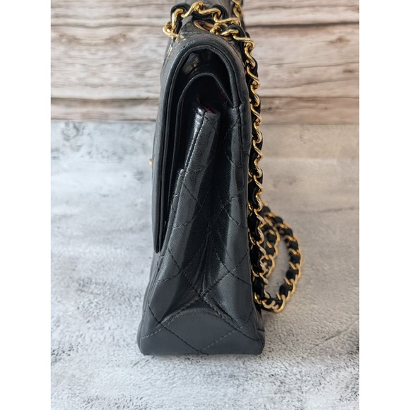 RARE Vintage Chanel Paris Limited 26cm Double Flap Two-Tone CC Black Lambskin - Picture 5 of 16